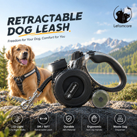 Laisse de chien rétractable intelligente en nylon avec lumière LED pour la course et l'entraînement des grands chiens
