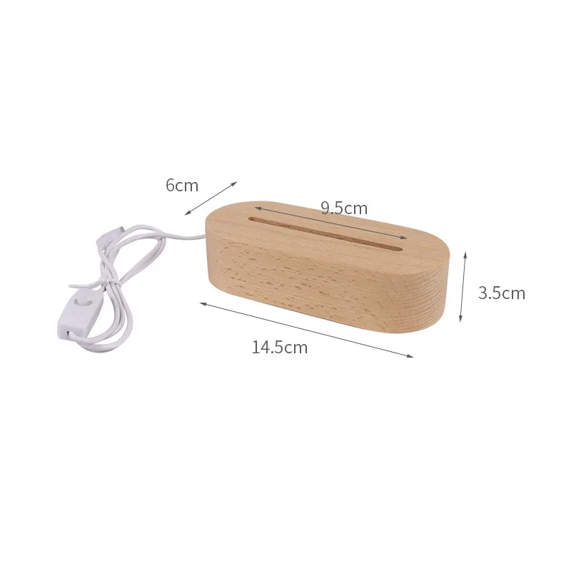 Wholesale Wood Led Night Light Base Wooden 3d Led Lamp Base For 3d Illusion Christmas Gift Night Light