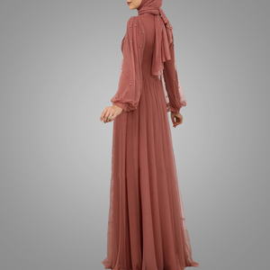 Robes de soirée à manches longues pour filles musulmanes sexy, style marocain, abaya élégante, design à gros perles, vêtements islamiques - Product Image 4