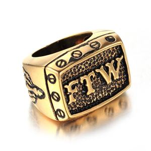 Biker <b>Rings</b> Motorcycle Jewelry Middle Finger <b>Ring</b> 316L Stainless Steel FTW Silver Outlaw Punk Mens Animal Casting No <b>Stone</b> Gold - Product Image 1