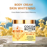 Crème pour le corps au beurre de cacao et au citron ROUSHUN, éclaircissante pour la peau avec de l'acide kojique et de la racine de réglisse, doublement nourrissante et hydratante
