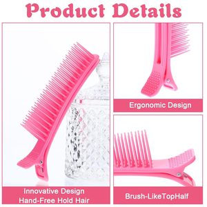 Pinces à <span class=keywords><strong>cheveux</strong></span> roses et noires pour salon de coiffure, outils de coiffure, <span class=keywords><strong>pince</strong></span> à <span class=keywords><strong>cheveux</strong></span> à dents, logo personnalisé, <span class=keywords><strong>pince</strong></span> multi-teintes avec peigne - Product Image 2