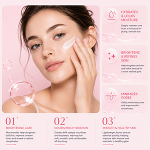 Lotion <span class=keywords><strong>Visage</strong></span> Bio au <span class=keywords><strong>Lait</strong></span> <span class=keywords><strong>d</strong></span>'<span class=keywords><strong>Ânesse</strong></span> et Niacinamide – Hydratante, Éclaircissante et Rafraîchissante pour une Peau Éclatante (Effet Verre) - Product Image 5