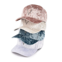 Gorras de Terciopelo de 5 Paneles de Alta Calidad, Gorra de Béisbol de Malla de Terciopelo con Logotipo Personalizado para Mujer
