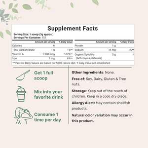 Oem אורגני אבקת ספירולינה 454 גרם חלבון צמחוני עם תוכן ויטמין גבוה תוסף בריאות למבוגרים - Product Image 3