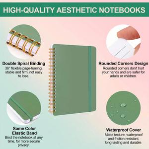 A5 Printed <b>Lined</b> Spiral Diary Academy Straight Grain Hardcover Waterproof Leather Cover <b>Notebook</b> 80gsm Paper BSCI Certified - Product Image 3