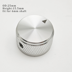 OD 25mm noir argent aluminium potentiomètre encodeur bouton de réglage du Volume sonore pour arbre de 6mm avec flèche Poiter - Product Image 3