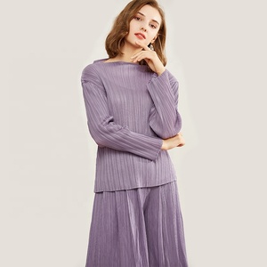 <span class=keywords><strong>Ropa</strong></span> Mujer 2020 Nuevo traje de pantalón de pierna ancha púrpura para otoño Conjunto de dos piezas para mujer - Product Image 3