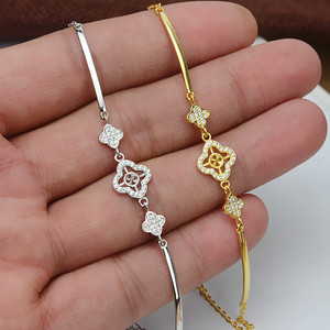 S925 Silver Bracelet for Women with Lucky Grass Flower Hand Rope Design 5.5-6.5 Pearl DIY <b>Jewelry</b> Accessories Empty <b>Tray</b> 539 - Product Image 1