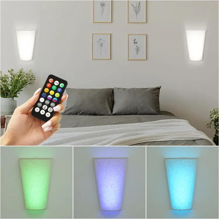 Applique murale à LED avec interrupteur Interface Fashion White Dimmable Wall Lamp pour la chambre à coucher à côté de l'USB Night Lighting Sconce