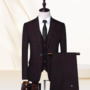 Britischer Stil Herren Wolle Slim Fit Blazerjacke Hosen Weste 3-teiliges Set Geschäftsbräutigam Bankett Hochzeit Platte formelle Anzüge - Product Image 4