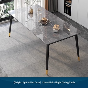 סט שולחן אוכל יוקרתי ל-6 סועדים עם כסאות ומשטח שיש, ריהוט עץ מודרני לשימוש ביתי ובסדנה - Product Image 3