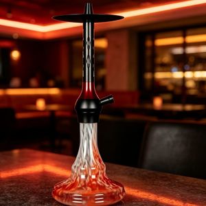 Chicha Moderne Mini en Verre avec Design Givré Rouge et Transparent, Type Droit, 1 Tuyau - Product Image 4