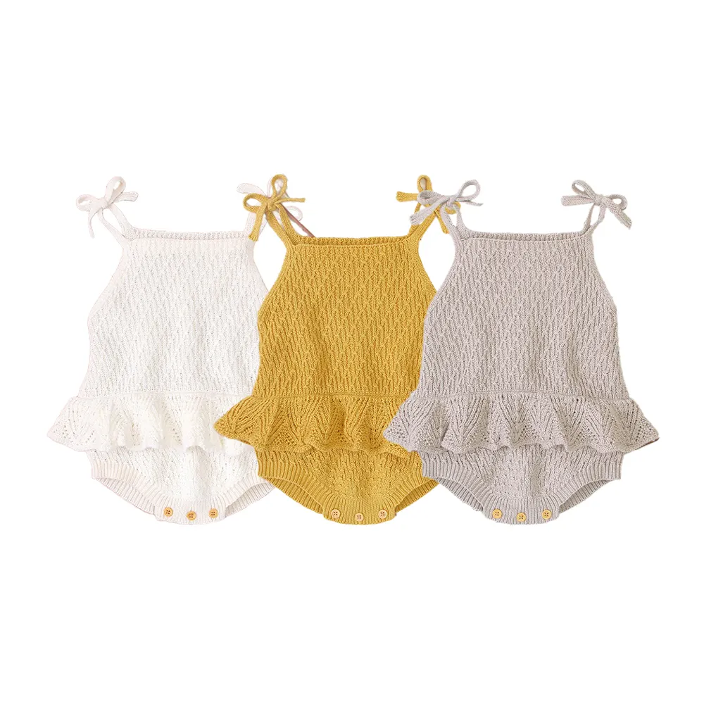 Baby Strick Bodysuit Neugeborene Stram pler Strick Weiß Ärmellose Kleinkind Großhandel Strickwaren Häkeln Kleidung Gestrickt Plain Baby Stram pler