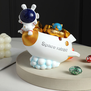 Nuevo Adorno Creativo de Resina con Forma de Conejo Astronauta, Patrón de Cielo Estrellado, para Guardar Dulces y Bocadillos, Decoración para el Hogar - Product Image 4