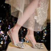 Nouvelles Chaussures de Mariage pour Femme 2025 – Modèle à Lacets, Talon Ultra Haut, Bout Fermé, Strass Sexy, Coupe Haute