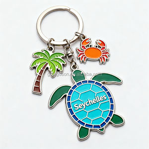 Porte-clés Souvenir Touristique Thème Plage Motif Hibiscus Vente en Gros Usine Maldives Logo Personnalisé Tortue Métallique Émaillée - Product Image 2