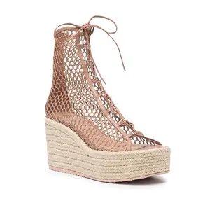 2024 High Top Fish Mouth Square Open Toe Style Platform Heels Weave Wedge Sandals With PU Eva Rubber Insoles For Summer