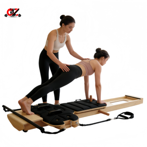 CZFIT Máquina de Pilates Reformer Plegable, Ajustable y Portátil, Cama de Entrenamiento para el Core, para Uso en Casa, Fitness, Yoga, Hecha de Madera, para Estudio - Product Image 1