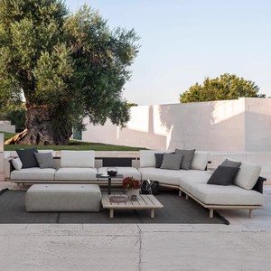 Salon de jardin modulaire moderne en rotin résistant aux intempéries avec coussins imperméables pour jardin 01 Style moderne - Product Image 1