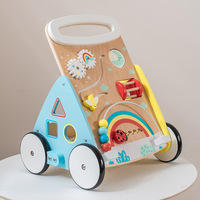 Trotteur en bois Push qualité éducatif multifonction push trotteur en bois avec roues chariot de marche réglable en bois