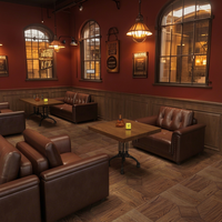 Ensemble de bar en bois massif de style américain rétro pour salle à cigares, café, lounge whisky, combinaison monoplace personnalisable, usage commercial