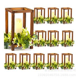 Porte-bougie en bois style ferme, lanterne en pin, décorations de table de mariage, centre de table durable - Product Image 5