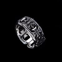 Bague ouverte ajustable en alliage, style rétro punk vintage, avec croix sculptée, bijou de doigt pour homme, idéale pour les motards