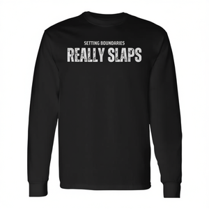 Camiseta de manga larga Setting Boundaries Really Slaps negra para adultos unisex - Product Image 2