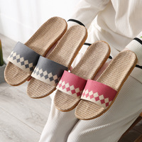 Sandales et pantoufles d'intérieur en lin pour femmes et hommes, vente en gros, été