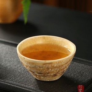 Handmade Bamboo Root Teacup Golden Natural Carved Traditional Chinese Tea Cup Round Shape Afternoon Tea Use - Product Image 4