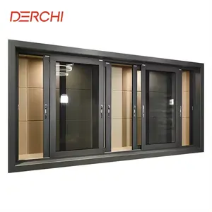 High Quality Double Tempered Glazed Custom Made Aluminum Glass Sliding Windows for House