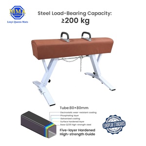 LYQUEEN Cheval <span class=keywords><strong>de</strong></span> gymnastique à hauteur réglable 105-130 cm, certifié CE, 160x35 cm, pour l'entraînement scolaire et en club - Product Image 2