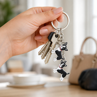 Porte-clés en métal émaillé personnalisé avec motif de chien de dessin animé, porte-clés mignon pour animaux de compagnie, breloque animale, logo promotionnel, cadeau pour activités commerciales d'animaux de compagnie, vente en gros