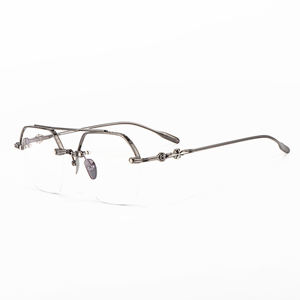 Montature per Occhiali da Vista Unisex Stile Pilota, Mezza Montatura Nera, Presbiopia, Montatura Grande di Marca di Lusso, Leggere - Product Image 1