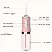 Hydropulseur dentaire portable USB IPX7 pour le nettoyage des dents, 200 ml, 1 buse, outils de nettoyage buccal