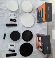 Support rotatif automatique 3-en-1 noir/blanc de 22 cm avec télécommande et affichage de la vitesse réglable