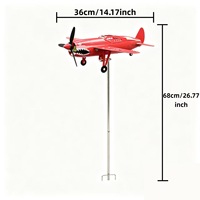 Sculpture rotative à 360° en fer forgé, motif avion de chasse vintage à bec de requin, carillon éolien, style Art Déco, pour décoration extérieure de jardin et de cour