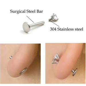 2 pièces Piercing Labret en Acier Inoxydable avec Cristal pour Cartilage d'Oreille, Tragus, Lobe, Hélix, Clou d'Oreille 2/3/4/5MM, Bijoux Cadeau pour Hommes et Femmes - Product Image 3