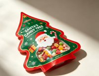 Sacs d'emballage de bonbons de Noël découpés à la forme, refermables avec fermeture éclair, pochettes festives personnalisées en aluminium imprimé