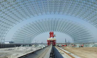 Hangar de stockage de charbon à structure en acier à grande portée sur mesure, hangar industriel préfabriqué à toit en dôme pour centrale électrique et mine de charbon