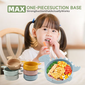 Utensilio de Alimentación para Niños, Tazón de Silicona para Bebés con Diseño de Dinosaurio, Vajilla de Entrenamiento Antideslizante y Anti-escaldaduras con Ventosa - Product Image 3