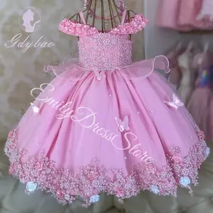 Vestido <span class=keywords><strong>de</strong></span> Niña <span class=keywords><strong>de</strong></span> las Flores Personalizado en Satén Morado para Boda, Tul con Apliques <span class=keywords><strong>de</strong></span> Encaje, Vestido <span class=keywords><strong>de</strong></span> Princesa Hinchado para Niños, Cumpleaños, Primera Comunión - Product Image 3