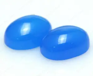 Natural Blue Agate Oval Shape Cabochon Chalcedony Stone