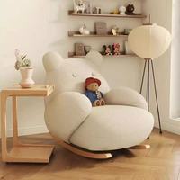 Fauteuil à bascule Tenghang avec oreilles d'ours, en velours avec base en bois massif, canapé de détente individuel pour salon, chambre et balcon