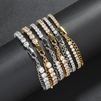 Gewebtes Tennis-Armband 3mm 4mm 5mm Hip-Hop Accessoire Unisex Zirkonstreifen mit Gold/Silber Beschichtung