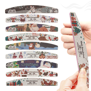 Lime à ongles professionnelle double face lavable, imprimée Noël, pour manucure, 100/180 180/240, lime à ongles en gel - Product Image 1