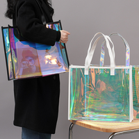 Vente en gros de sac fourre-tout transparent holographique laser radium personnalisé Sac cadeau tendance en plastique TPU coloré
