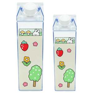 Bouteille d'eau en plastique écologique, forme de carton de lait mignon, boîte de sport, 1L, carton de lait en acrylique en vrac - Product Image 5