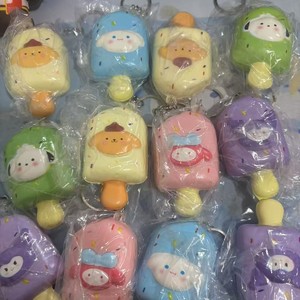 Pu Ice Cream Keychain 3D Cartoon Soft Squishy Toy For Kids And Office Stress Relief Decorative Plush <b>Key</b> <b>Chains</b> - Product Image 3